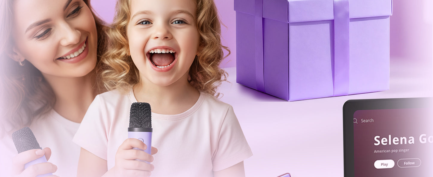 Mini Karaoke Machine with 2 Wireless Microphones
