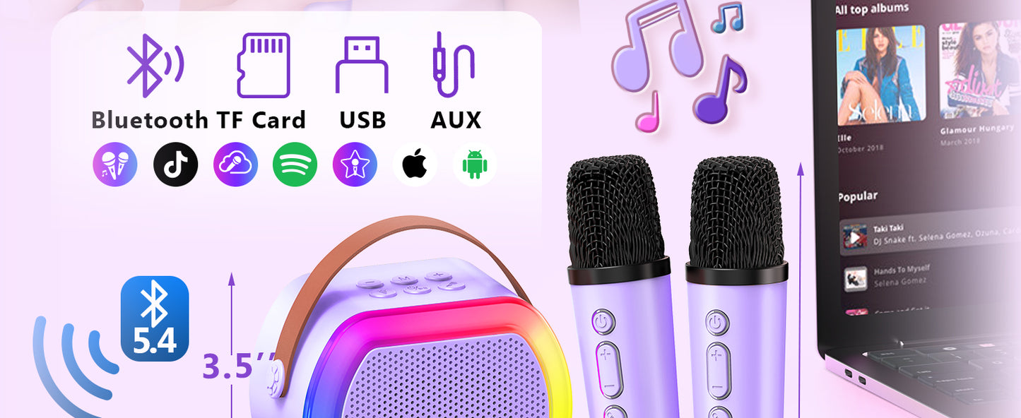 Mini Karaoke Machine with 1 Wireless Microphones