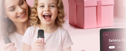 Mini Karaoke Machine with 2 Wireless Microphones