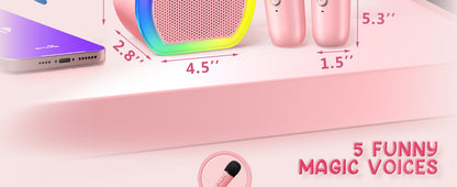 Mini Karaoke Machine with 2 Wireless Microphones