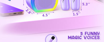 Mini Karaoke Machine with 2 Wireless Microphones